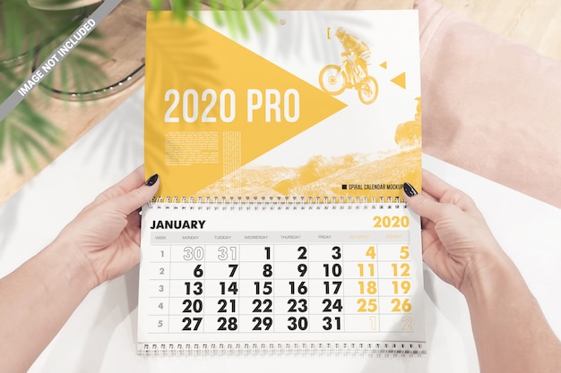 PSD spiral wall calendar mockup