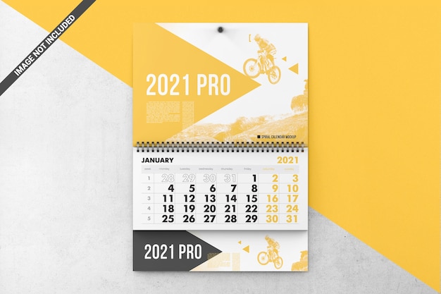 PSD spiral wall calendar mockup