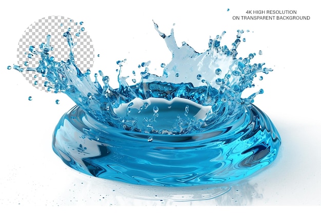 Spiral water splash 3d rendering blauwe kleur op transparante achtergrond