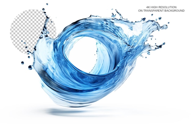 PSD spiral water splash 3d renderowanie niebieskiego koloru na przezroczystym tle