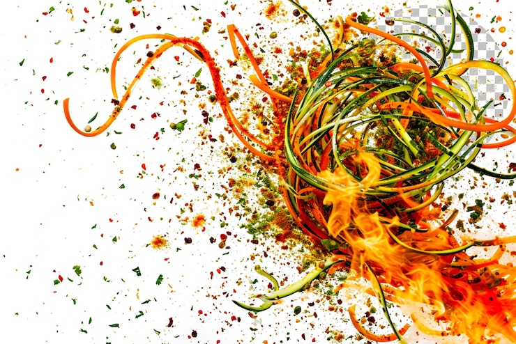 PSD spiraled veggie stir fry cyclone a vegetable stir fry cyclone on transparent background