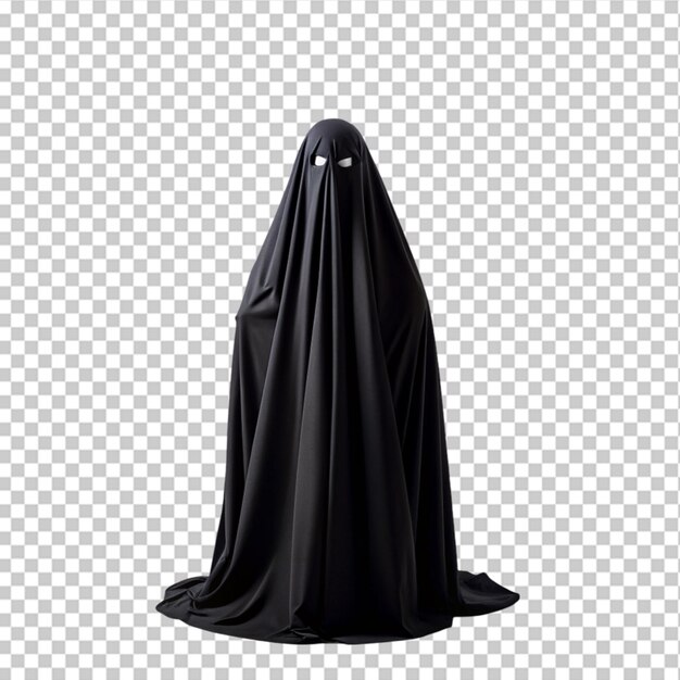 PSD spirit of death scary ghost evil demon in ragged cloak with hood on transparent background