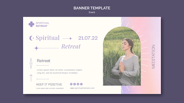 PSD disegno del modello di banner per eventi di ritiro spirituale