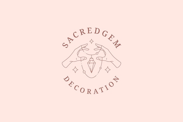 Spirituele menselijke handen edelsteen sieraden ketting heldere sterren dure minimalistische lijn logo