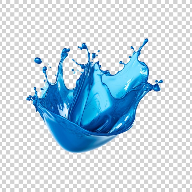 A splash of blue liquid on a transparent background