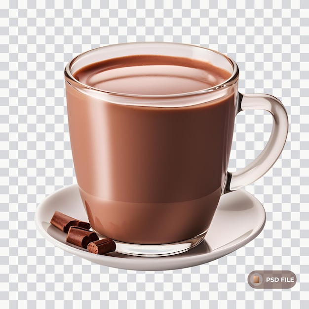 Spruzzo di latte al cioccolato nel bicchiere di vetro solo png premium psd