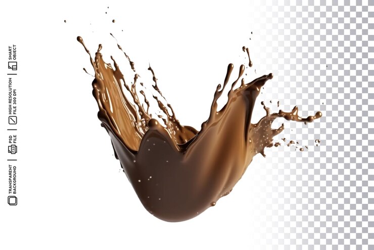 PSD a splash of chocolate in a transparent background