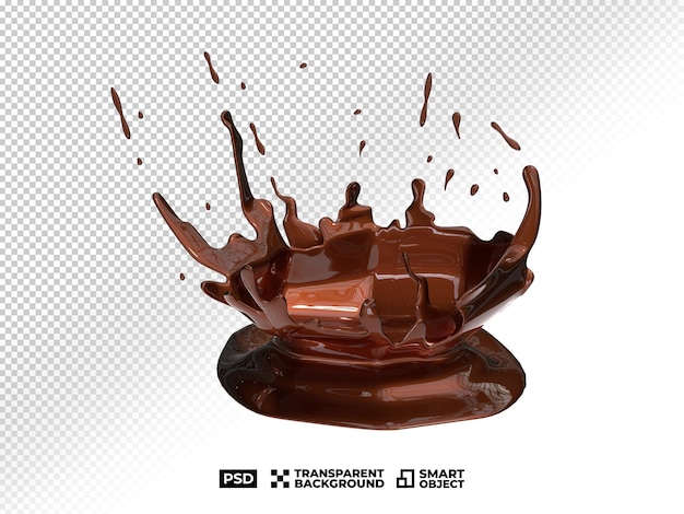 透明な背景にチョコレートとコーヒーのスプラッシュ PSD ミルクコーヒー液体