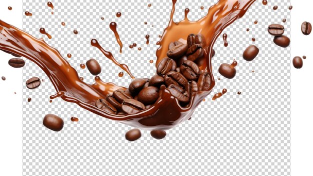 PSD splash of coffee cola or tea isolated on transparent