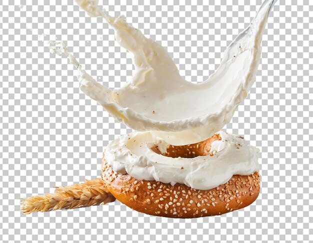 PSD splash of cream cheese on a bagel