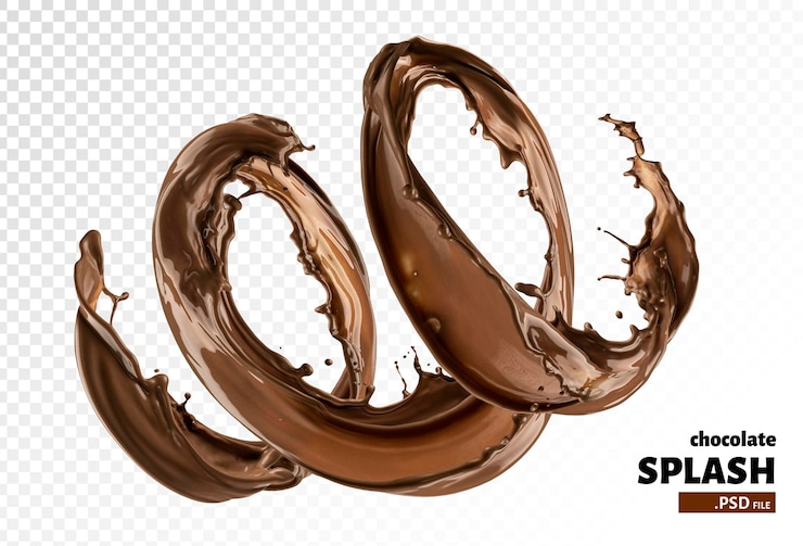 PSD splash czekolady na białym tle