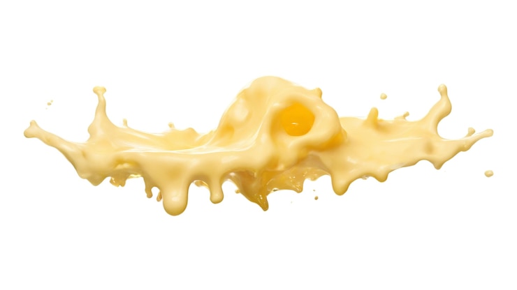 PSD splash of fresh melted cheese mellow pieces dripping