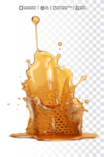 PSD a splash of honey is poured into a glass