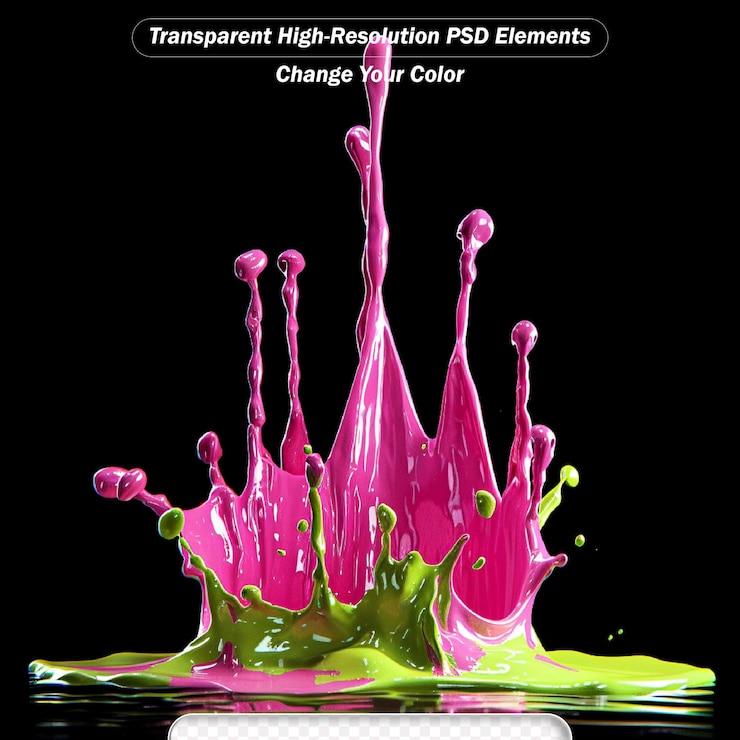 PSD splash of ink isolated on black background beautiful pink splash closeup pink water splash
