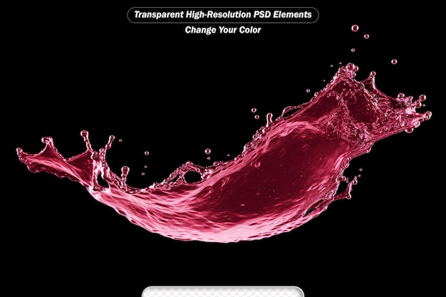 PSD 검은 배경에 고립 된 잉크의 스플래시 아름 다운 핑크 스플래시 근접 촬영