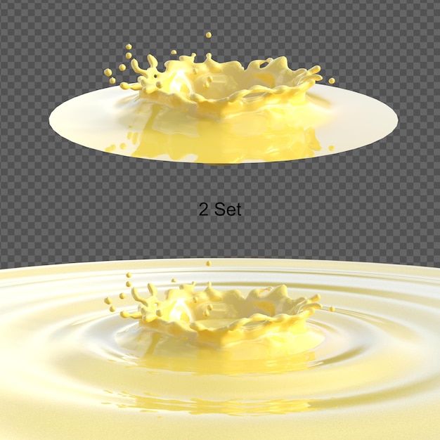 PSD 파인애플 주스의 스플래시 절연 3d 렌더링