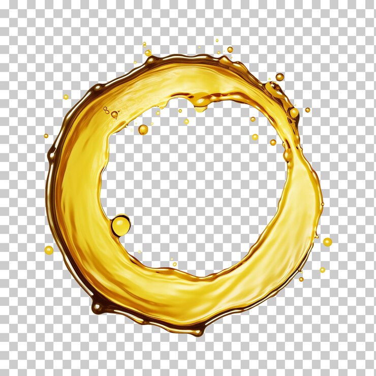 PSD splash of olive or engine oil arranged in a circle isolated on transparent background png psd