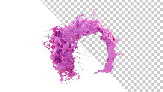 PSD splash różowej farby lub czekolady 3d render rozlanej farby