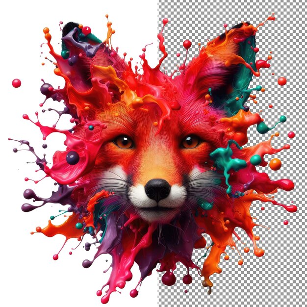 PSD splash safari colorful animal face isolation