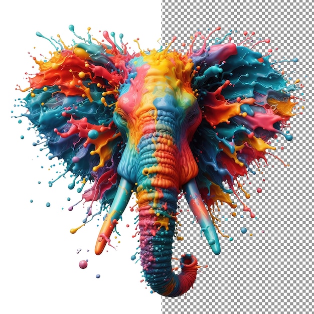 PSD splash safari colorful animal face isolation