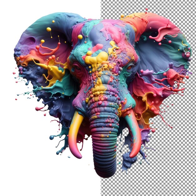 PSD splash safari colorful animal face isolation