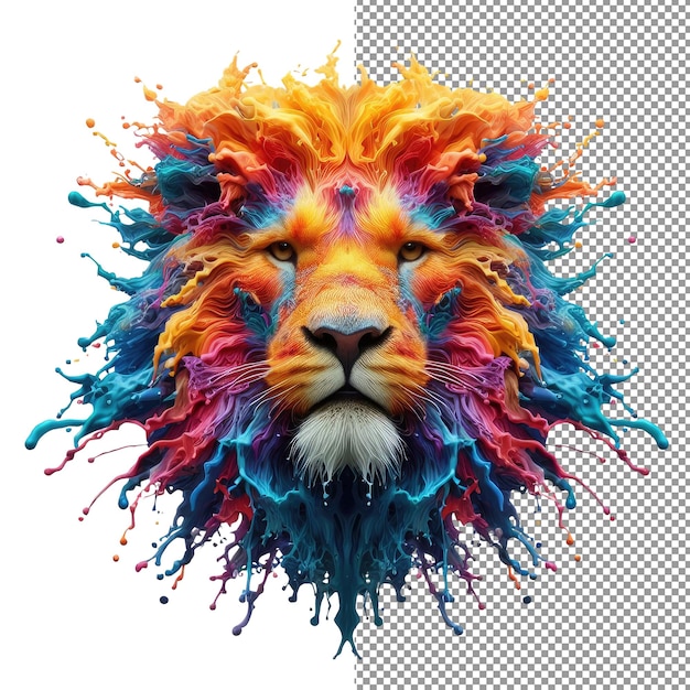 PSD splash safari colorful animal face isolation