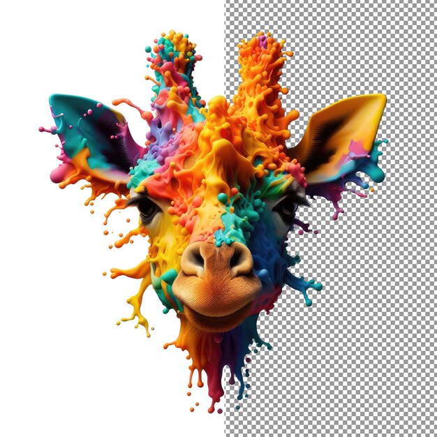 PSD splash safari colorful animal face isolation