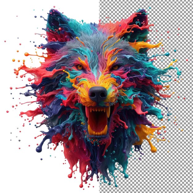 Splash safari colorful animal face isolation