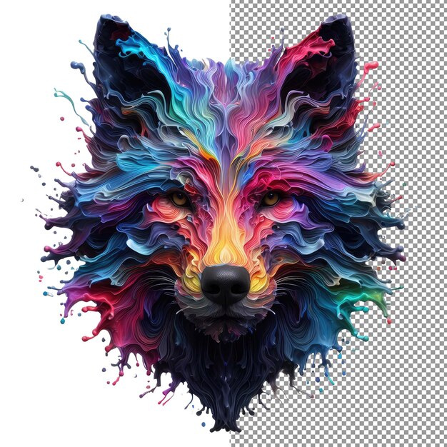 PSD splash safari colorful animal face isolation