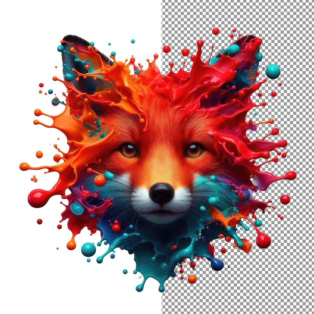 PSD splash safari colorful animal face isolation