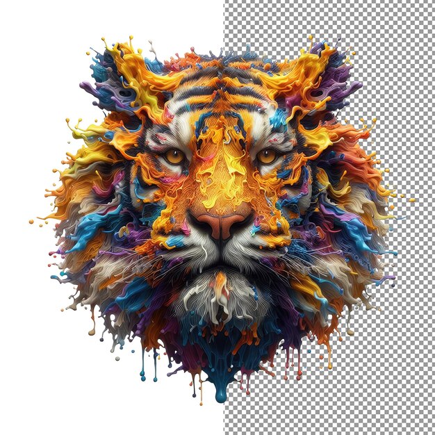 PSD splash safari colorful animal face isolation