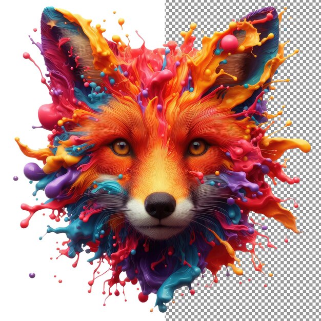 PSD splash safari colorful animal face isolation