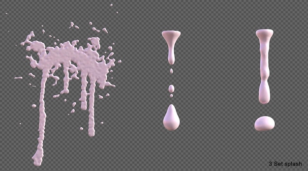 Spruzzata di latte alla fragola isolato rendering 3d