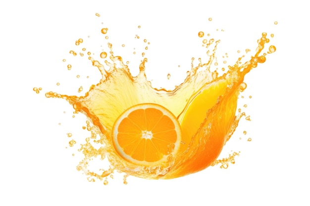 PSD splash świeżego soku pomarańczowego wyizolowanego na przezroczystym tle ai generatywny
