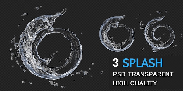 Splash Wody Okrągłe Ramki W Renderowaniu 3d Na Białym Tle