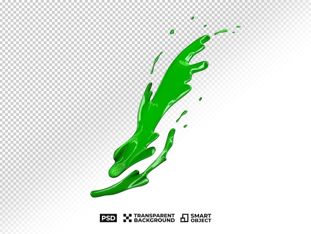 Splashes of green paint Psd 3d realistic splash drop swirl green color in transparent background