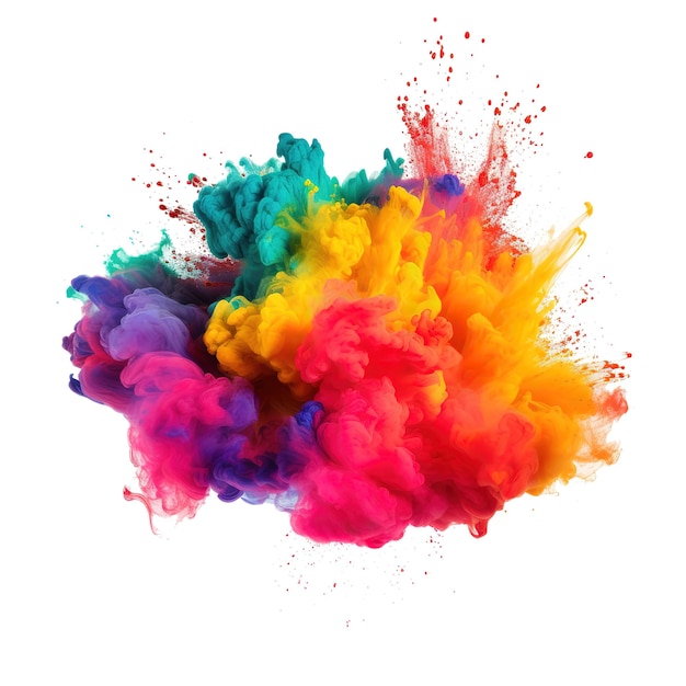 PSD splashes of multicolored powder paint