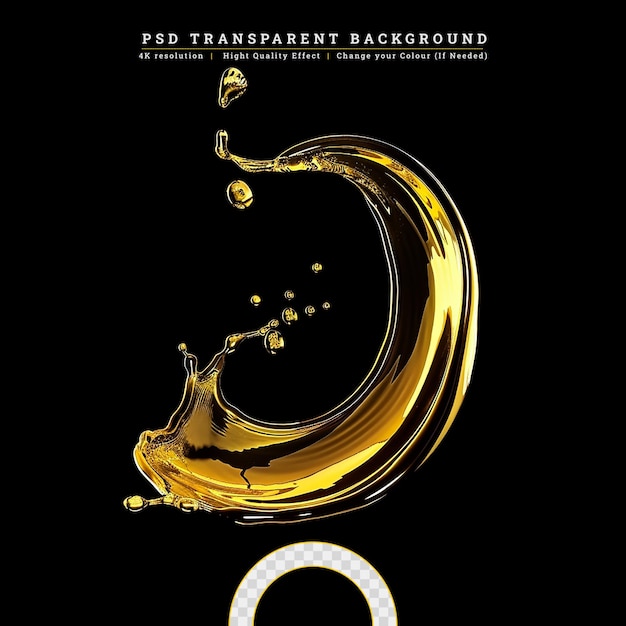 PSD splashes of oily liquid arranged in a circle isolated on blacke background