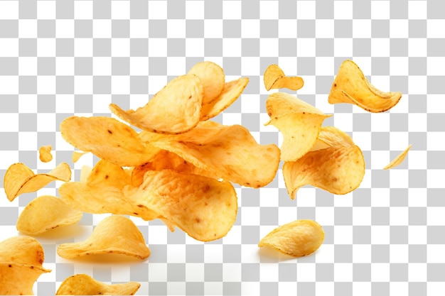 PSD Брызги картофельных чипсов изолированы на прозрачном фоне png