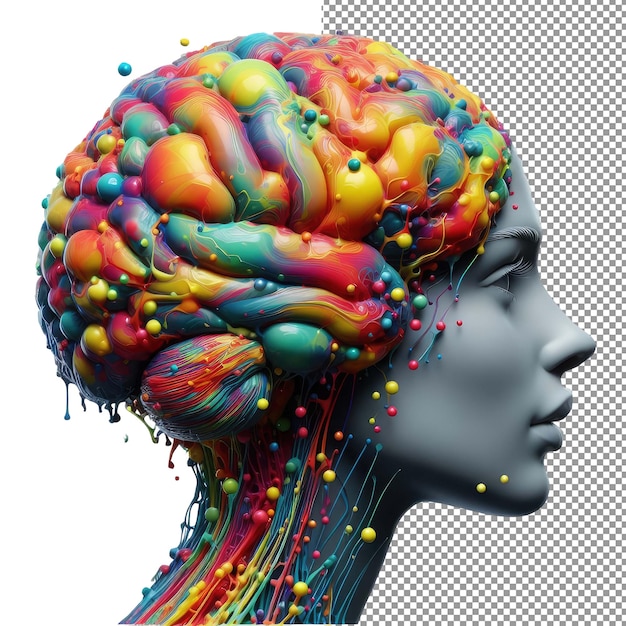 PSD splashy synapses illustrazione del cervello isolato in uno spettro di colori