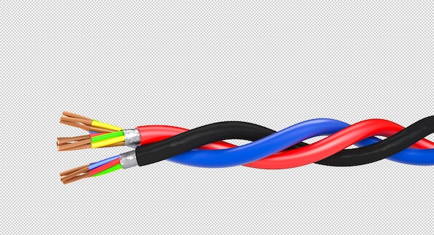 spleciony kabel elektryczny izolowany na białym tle