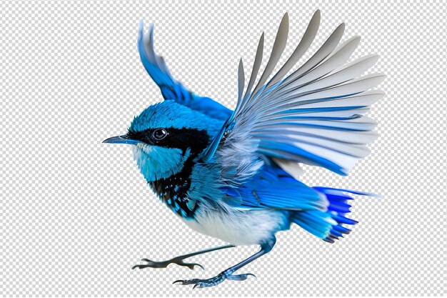 Splendid fairy wren bird spreads its wingst