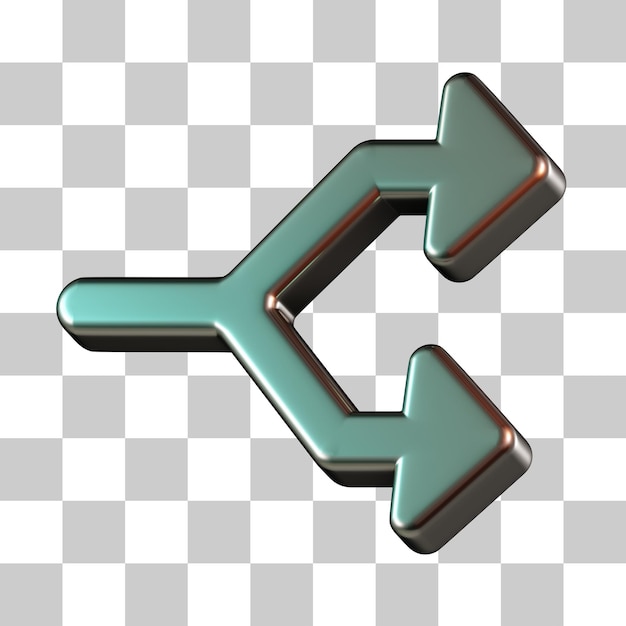 PSD split two way arrows 3d icon