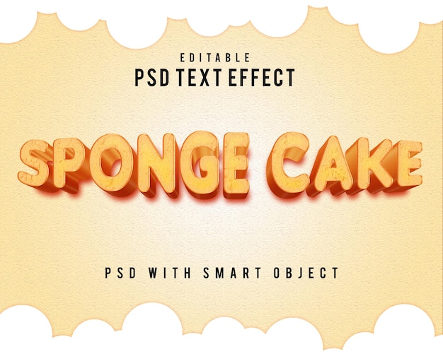 PSD Текстовый эффект бисквитного торта редактируемый