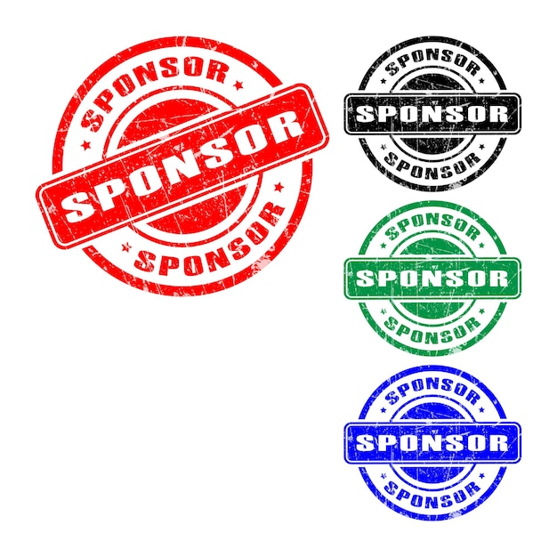 sponsor stamp badge in red black green and blue colors isolated on transparent background