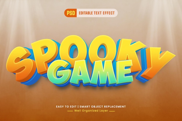 PSD spookachtig spel bewerkbaar 3d-tekststijleffect