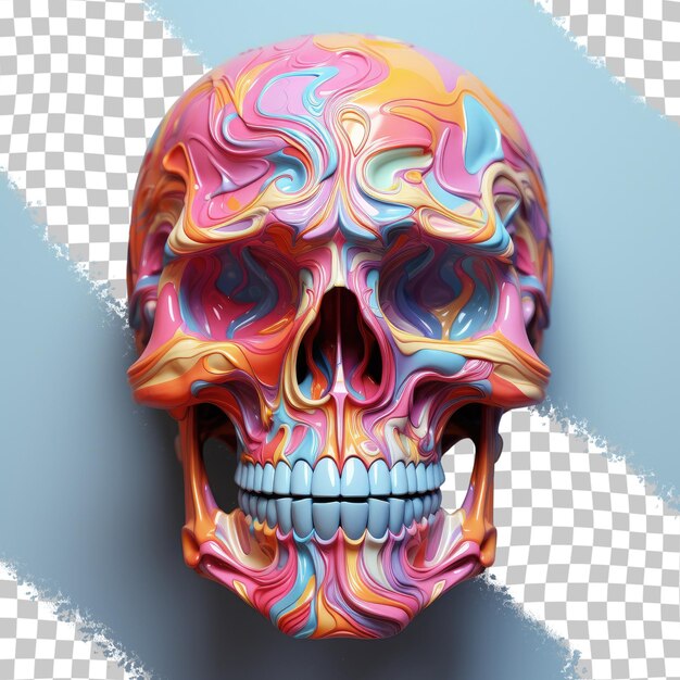 PSD rendering 3d spaventoso di un teschio spaventoso su uno sfondo trasparente che simboleggia la morte e l'orrore per halloween