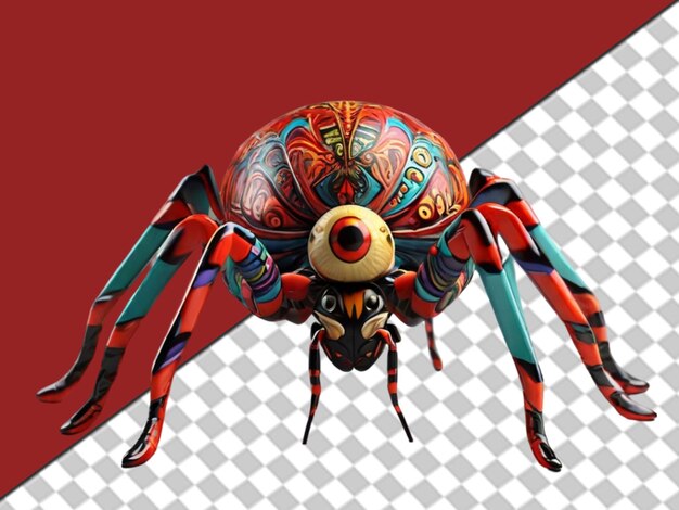 PSD spooky arachnid illustration on dark background generated by ai on transparent background