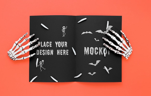 spooky arrangement with skeleton hands