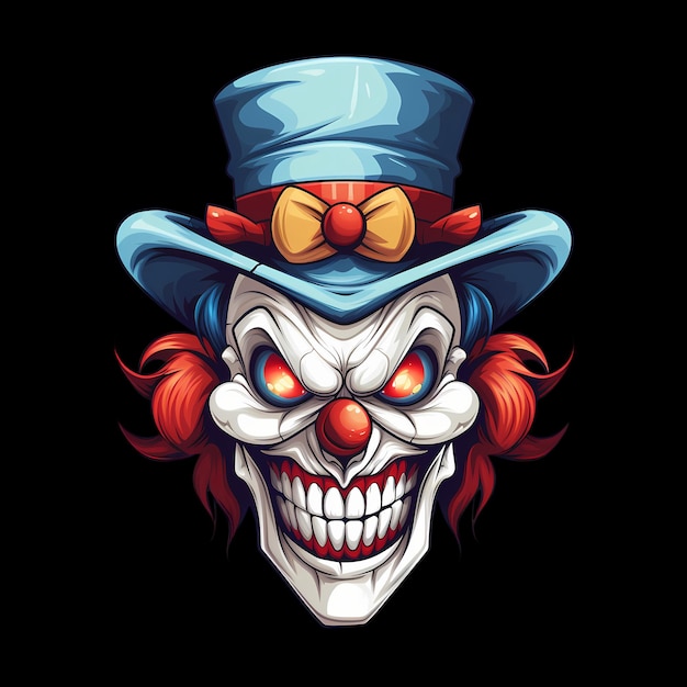 PSD spooky clown art illustrations for stickers tshirt design poster etc